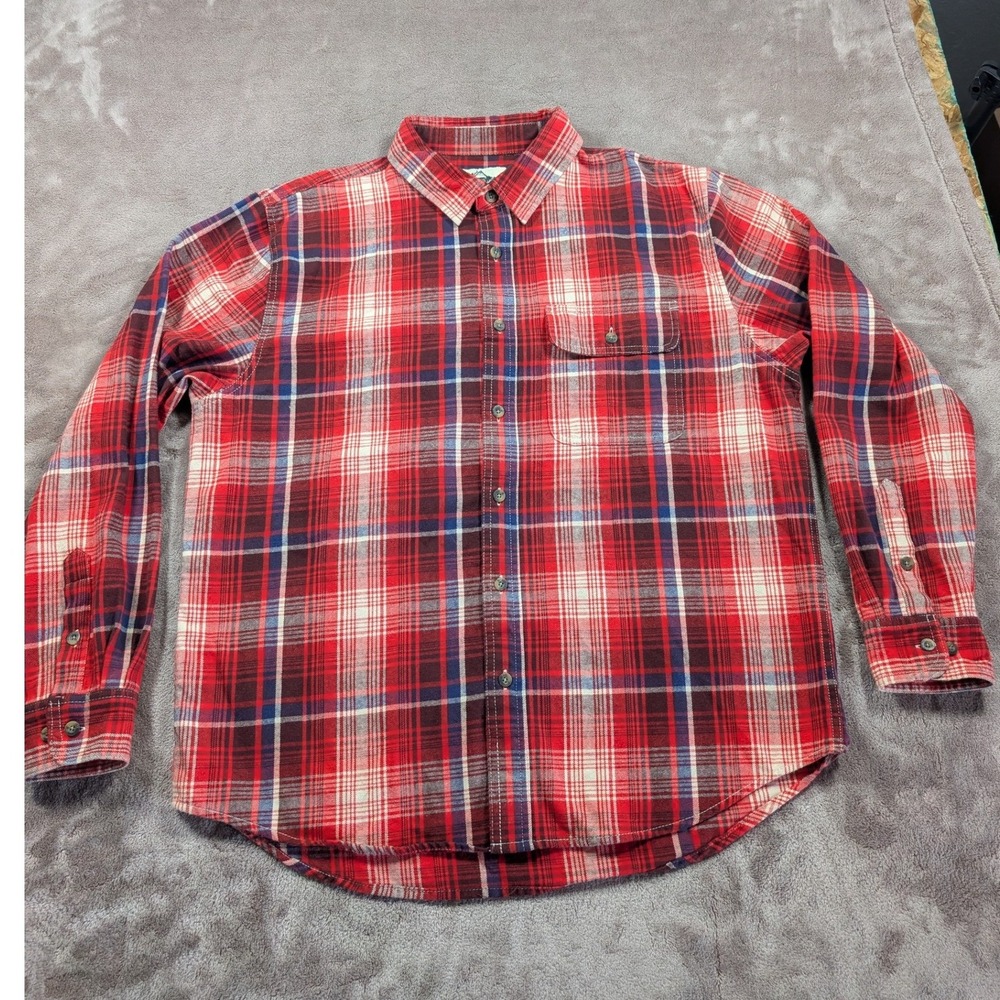 Old Mill Flannel Shirt Mens XL Red Blue Plaid Long Sleeve Button Down Pocket